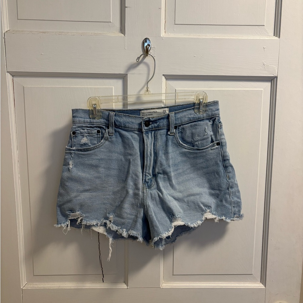 Abercrombie & Fitch Distressed Light Blue Jean Shorts